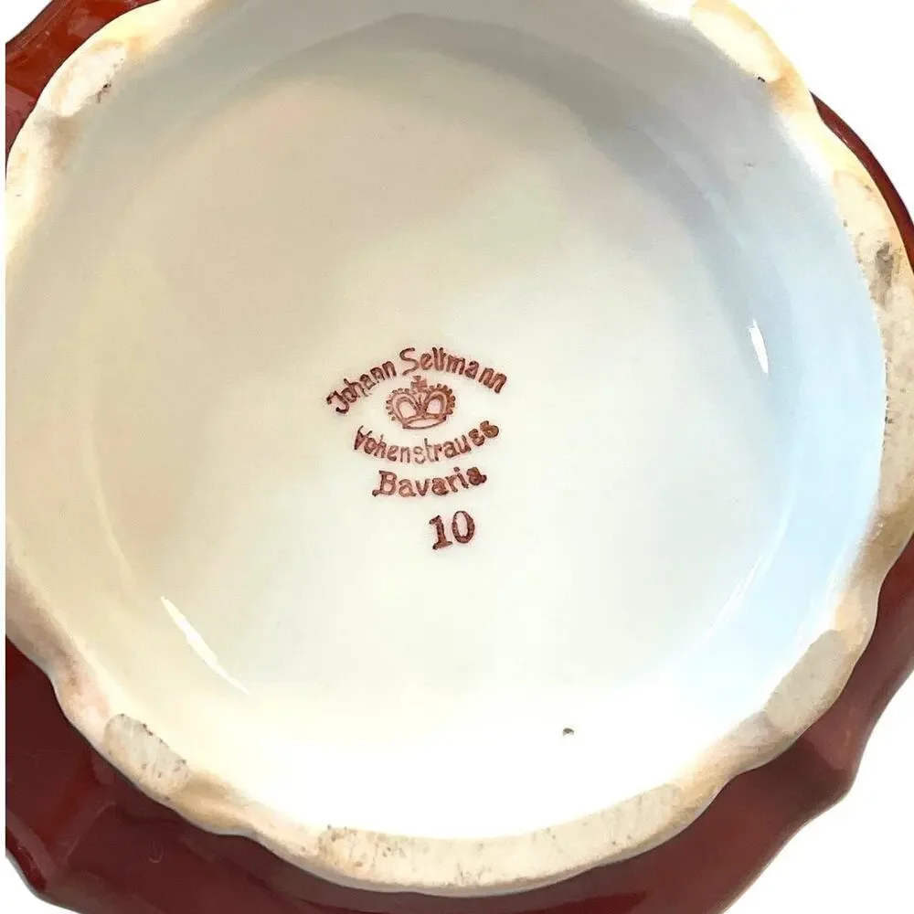 Johann Seltmann Bavaria Red Creamer & Sugar Bowl Set Vohenstrauß Germany